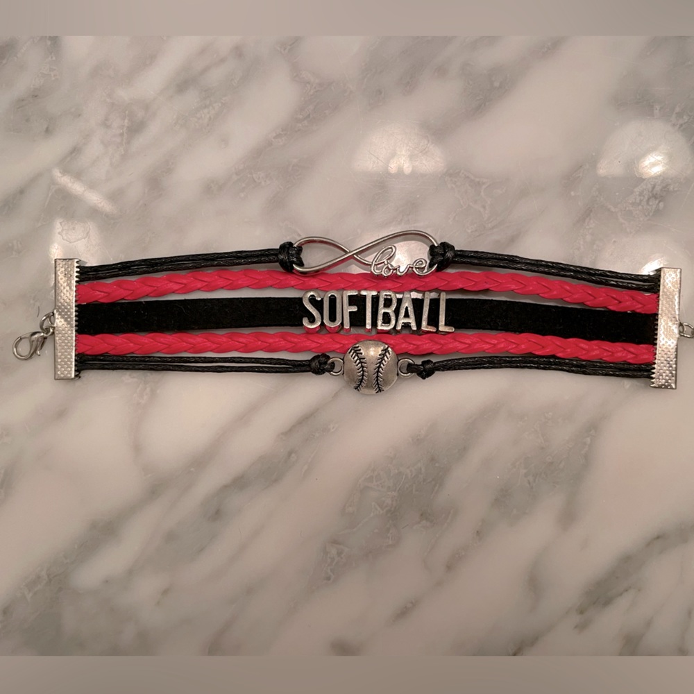 Softball leather bracelet